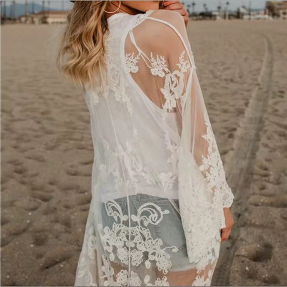 Other - Elegant White Lace Beach Cover-Up